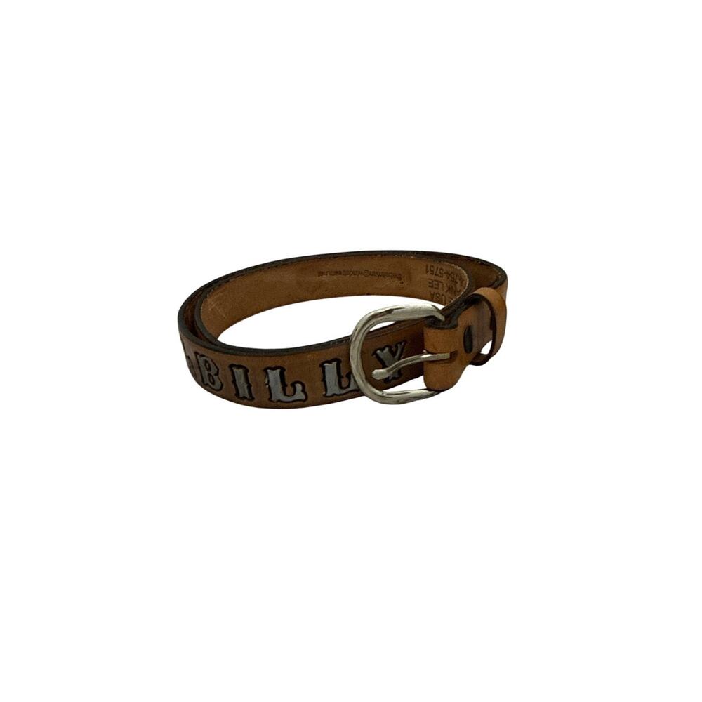 Vintage Frank Lee Leather Hillbilly Embossed Belt Western Cowboy Country Size 32